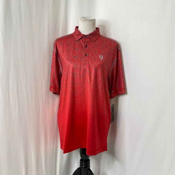 Men’s Large Polo Shirt Iron Joc G & V Red Short Sleeve Athletic - Picture 2 of 14